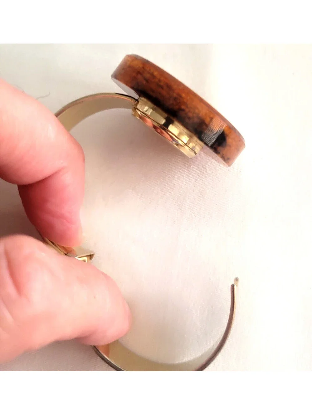 Vintage Marcel Boucher Amber Lucite Cuff Bracelet Watch 17 Jewels Parts Repair
